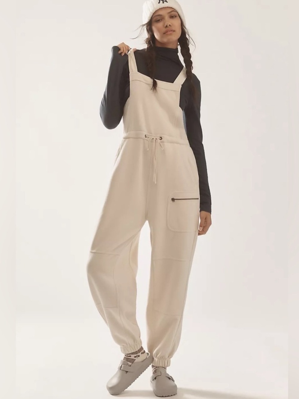Daily Practice By Anthropology Drawstring Overalls In Cream